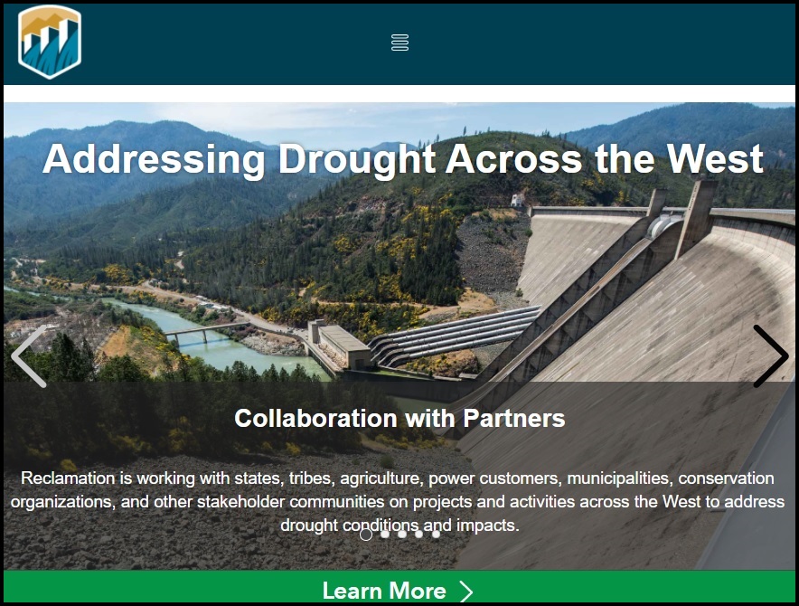 Screen image of Web Portal Addressing Drought Across the West