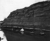 A view showing the geologic material at the site of Foss Dam, Oklahoma.