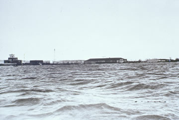Waves covering airport runway