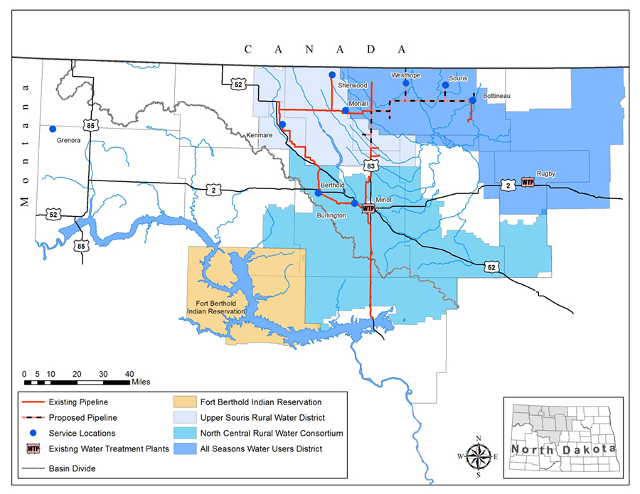 Map showing the NAWS Service Area