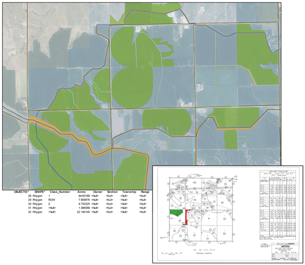 Updated GIS map showing Bostwick Unit - Kansas, Courtland 5th Canal land area. Lower right, original map - Bostwick Unit-Kansas.