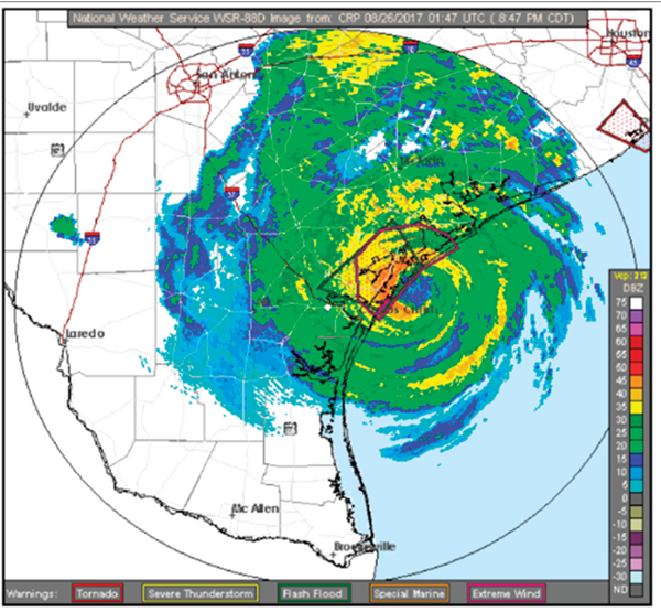 National Weather Service radar. August 25, 2017.