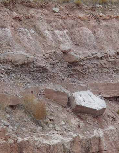 Limestone slab over Guernsey Dam North Spillway.