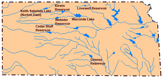Map of Kansas Lakes and Reservoirs
