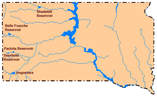 Map of South Dakota Lakes and Reservoirs