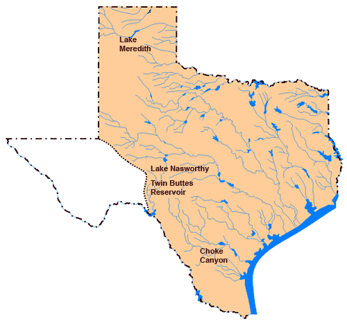 Map of Texas Lakes and Reservoirs