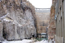 Buffalo Bill Dam as seen from the Shoshone Powerplant. Photo by Roger Otstot.