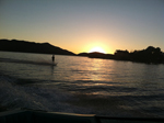 Travis Buttelman water skiing in the sunset on Canyon Ferry Lake. Photo by Tina Buttelman.