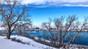 The Bighorn Lake's Afterbay after a winter snow fall.