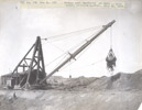 Heavy equipment constructing canals on the Lower Yellowstone Project in the early 1900s.