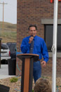 A view of the dedication ceremony presentation by Floyd G. Azure, Tribal Chairman Fort Peck Assiniboine & Sioux Tribes.