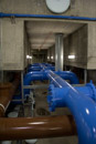 The Wambdi Wahachanka Water Treatment Plant showing the pipe gallery below the filter bays.