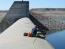 Joe Rohde setting anchors to perform inspection of Pueblo Dam Spillway.