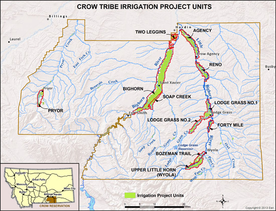 Crow Tribe Irrigation Project Units map