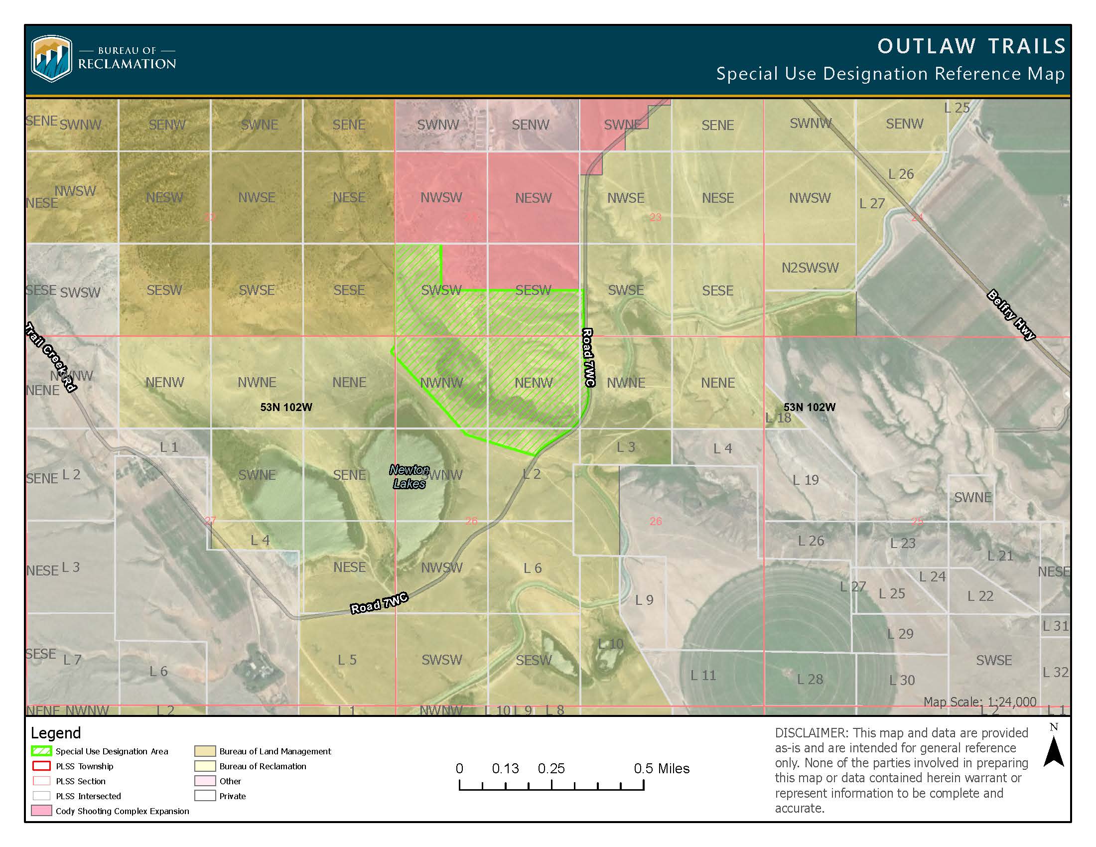 Outlaw Trails Special Use Designation Aerial Reference Map