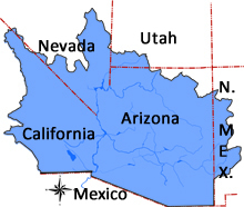 Reclamation 17 State Map with Lower Colorado Region Highlighted