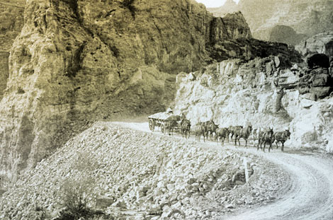 Government freight wagon coming up Fish Creek Hill, 1907. (Reclamation photograph)