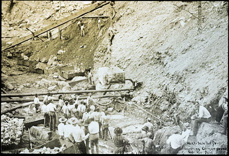 The cornerstone for Roosevelt Dam was laid September 20, 1906. (Reclamation photograph)