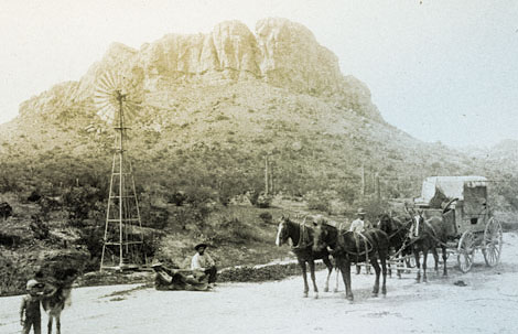Wagon and horses at Government Wells, n.d. (Reclamation photograph)