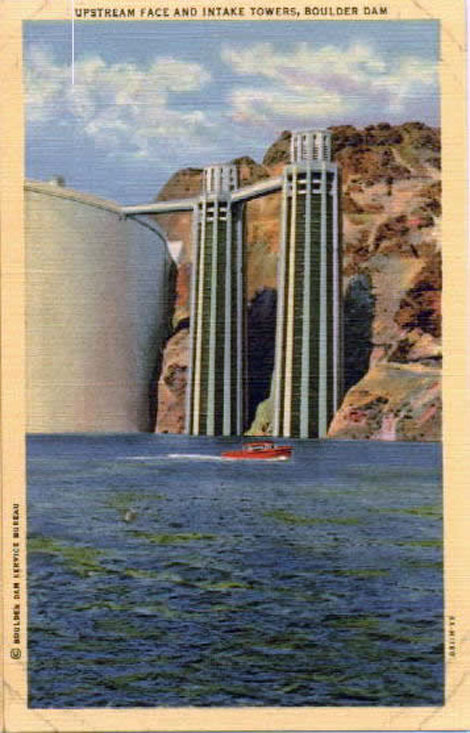 Postcard view of the completed dam, a popular tourist attraction.