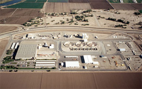 Aerial view of Yuma Desalting Plant Complex. (Reclamation photograph)