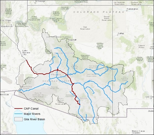 Map of Gila River Basin.
