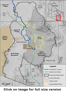 Lower Santa Cruz River Basin Study Area Map