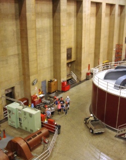 While walking on the main floor of the powerplant, the students were very impressed with the size of the turbines.