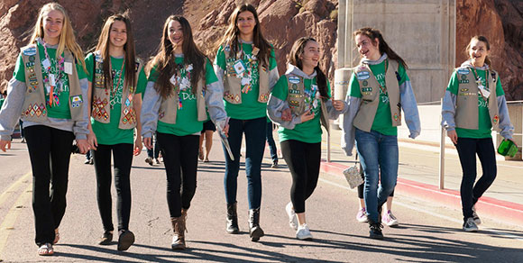 Girl Scouts Walking on Hoover Dam