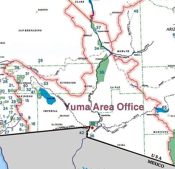 Map of Native American Tribe in the Yuma Area