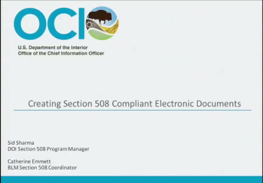 Screenshot from the DOI Video - Creating Section 508 Compliant Electronic Documents