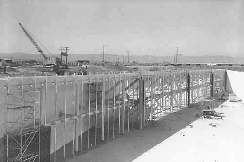 Primary louvers showing louver guides at the Tracy Fish Collection Facility during August 1956