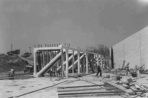Primary louver construction at the Tracy Fish Collection Facility during June 1956