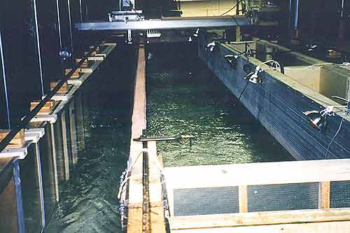 Research flume in the Hydraulics Research Laboratory at Reclamation's Technical Service Center, Denver, Colorado.