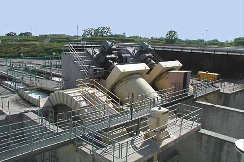 Fish-friendly pumps at the Red Bluff Research Pumping Plant in Red Bluff, California. Photo by Sandy Borthwick.