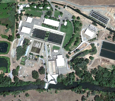 Non Interactive Image - Aerial view of Coleman National Fish Hatchery and lower Battle Creek 