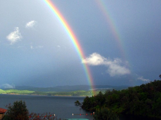 photograph of a double rainbow; click for larger photo