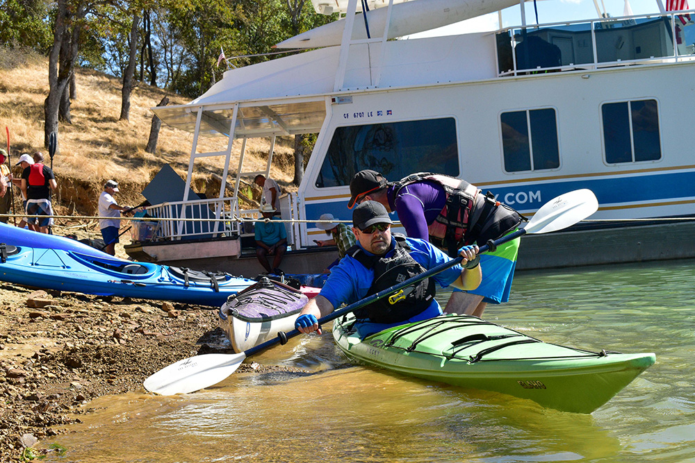 Visually impaired U.S. military veteran kayaking in Lake Berryessa Sept. 19, 2019 (USBR photos/Todd Plain)