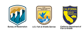 collage of logos: Bureau of Reclamation, U.S. Fish and Wildlife Service, and California Department of Fish & Wildlife
