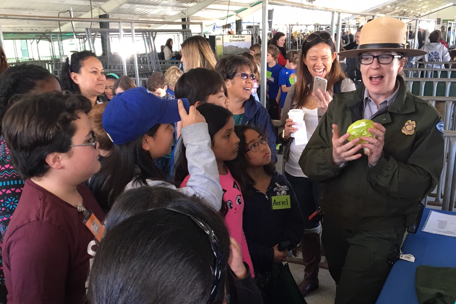 Park Ranger Jennifer Onufer teaches children the importance of water for agriculture at Napa County’s Agriculture in the Classroom Day. 