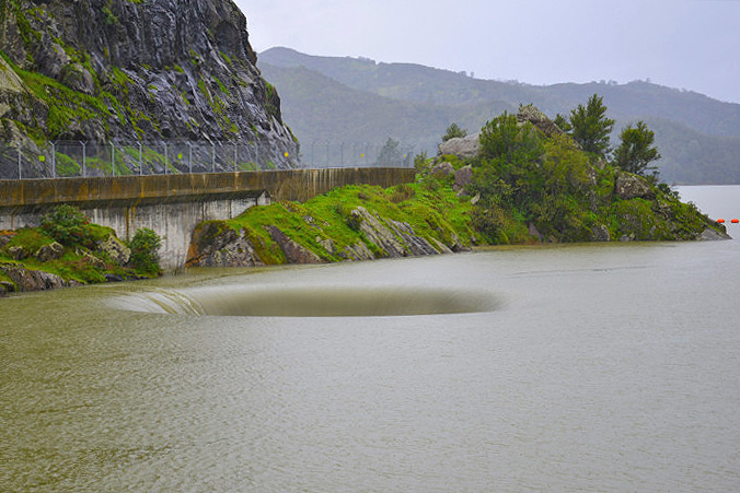 Monticello Dam's Morning Glory Spillway Feb. 21, 2017