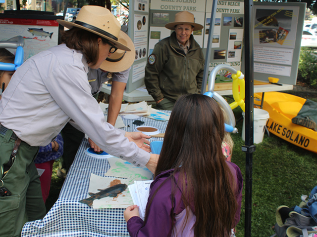 Park rangers had activities for kids at Salmon Festival.
