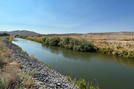 Looking downstream along the Truckee Canal in Fernley, NV
