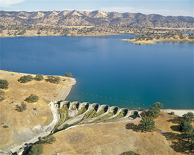 Aerial photo showing East Park Dam Spillway