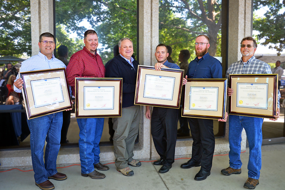 From left: John Silva, Ben Pearson, David Bernhardt, Nick Fiscus, Steve Scates and Mark Behnke