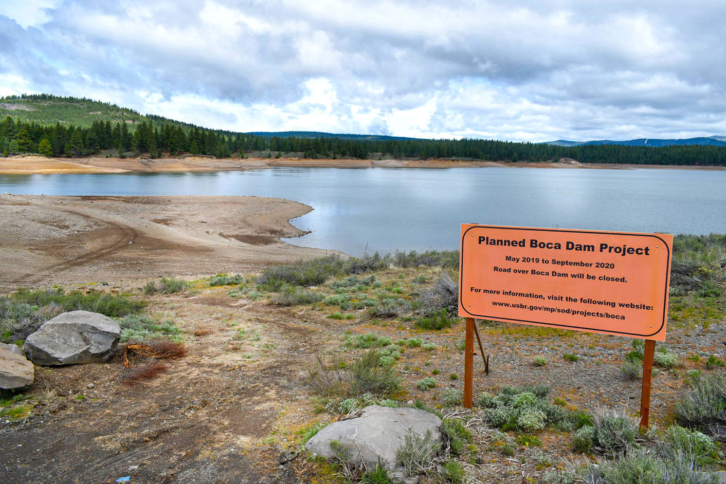 Boca Dam project sign at Boca Reservoir