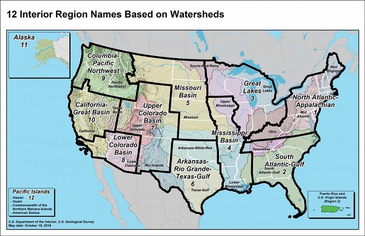 12 Interior Region Names Based on Wastersheds