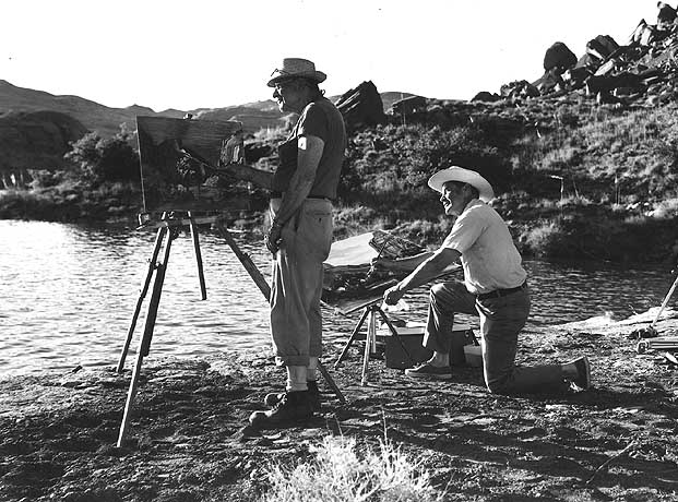 Artists Lynn (left) and Dean Fausett at Lake Powell.