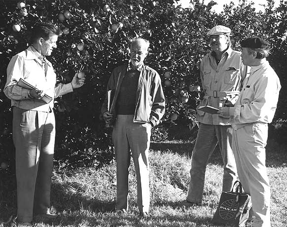 Left to right - Artists Eugene Kingman, Kennath Callahan, Richard Diebenkorn, and Chen Chi, on the Gila Project, Arizona