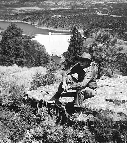 Artist Carl Morris at Flaming Gorge, Colorado River Storage Project